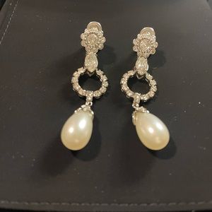Authentic Miumiu crystal earings/ear clips with pearls